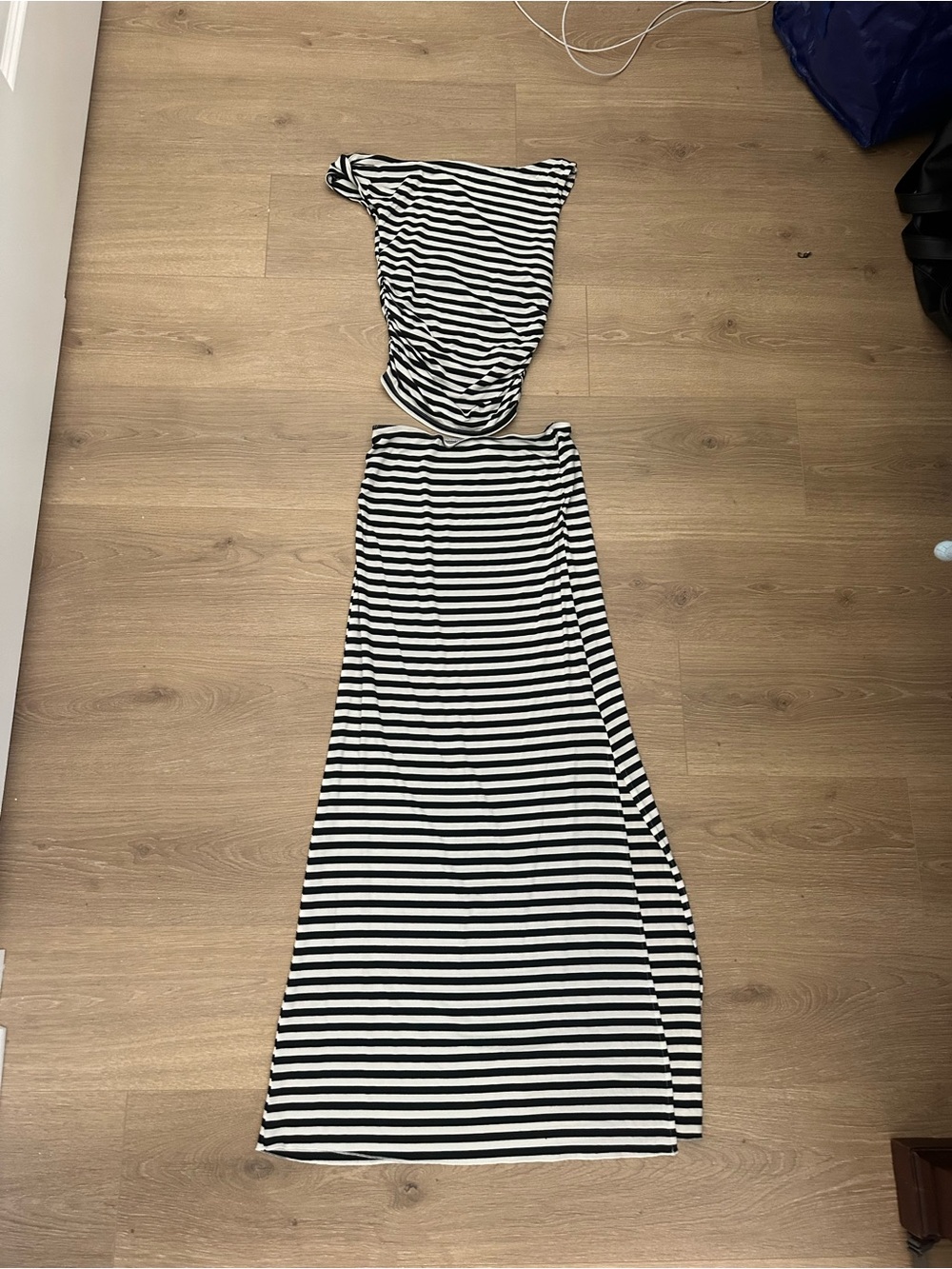 Striped Black and White Maxi Dress — Sleek Two-Piece Look. Size M, fits like S!